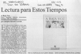 A baja voz  [artículo] Joaquín Barceló Larraín.