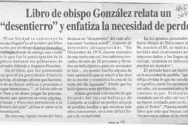 Libro de obispo González relata un "desentierro" y enfatiza la necesidad de perdón  [artículo].