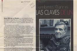 Humberto Giannini las claves de un buen pensador  [artículo] Loreto Novoa.