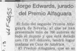 Jorge Edwards, jurado del Premio Alfaguara  [artículo].