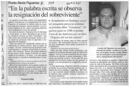 "En la palabra escrita se observa la resignación del sobreviviente"  [artículo].