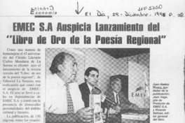 EMEC S.A. auspicia lanzamiento del "Libro de Oro de la Poesía Regional"  [artículo].