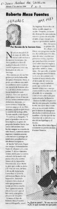 Roberto Meza Fuentes  [artículo] Hernán de la Carrera Cruz.