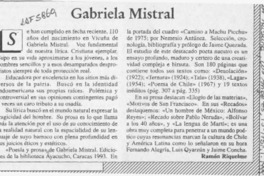 Gabriela Mistral  [artículo] Ramón Riqquelme.