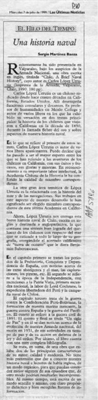 Una historia naval  [artículo] Sergio Martínez Baeza.