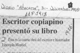 Escritor copiapino presentó su libro  [artículo].