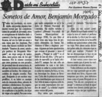 Sonetos de amor, Benjamín Morgado  [artículo] Gustavo Rivera Flores.