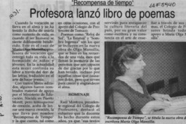 Profesora lanzó libro de poemas  [artículo].
