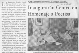 Inaugurarán Centro en homenaje a poetisa  [artículo].