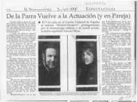 De la Parra vuelve a la actuación (y en pareja)  [artículo].