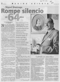 Miguel Munizaga rompe silencio de 64 años