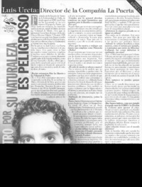 El teatro por su naturaleza es peligroso  [artículo] Patricio Olavarría R.