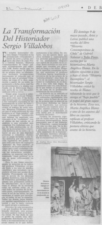 La transformación del historiador Sergio Villalobos