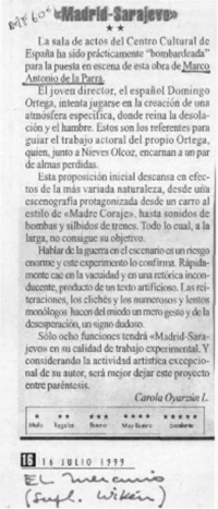 "Madrid-Sarajevo"  [artículo] Carola Oyarzún L.