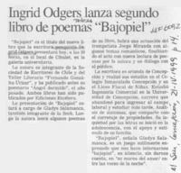 Ingrid Odgers lanza segundo libro de poemas "Bajopiel"  [artículo] .