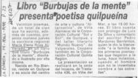 Libro "Burbujas de la mente" presenta poetisa quilpueína