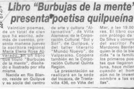 Libro "Burbujas de la mente" presenta poetisa quilpueína