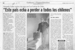 "Este país echa a perder a todos los chilenos"  [artículo] A. G. B.