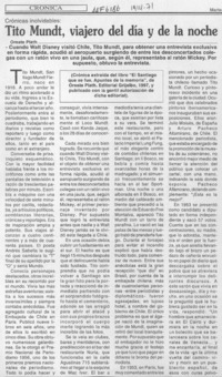 Tito Mundt, viajero del día y de la noche  [artículo].
