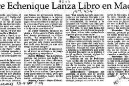 Bryce Echenique lanza libro en Madrid  [artículo] Carolina Andonie Dracos.