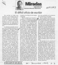 El difícil oficio de escribir  [artículo] Patricio Riveros Olavarría.