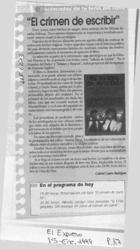 "El crimen de escribir"  [artículo] Gabriel Castro Rodríguez.