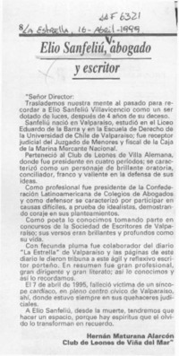 Elio Sanfeliú, abogado y escritor  [artículo] Hernán Maturana Alarcón.