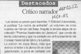 Crítico narrador  [artículo].