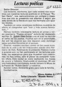 Lecturas poéticas  [artículo] Eliana Robles A.