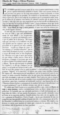Diario de viaje y otros poemas  [artículo] Bruno Cuneo.