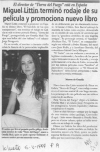 Miguel Littin terminó rodaje de su película y promociona nuevo libro  [artículo].