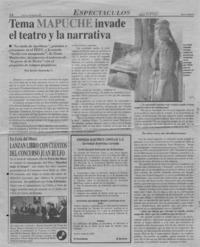 Tema mapuche invade el teatro y la narrativa  [artículo] Javier Ibacache V.