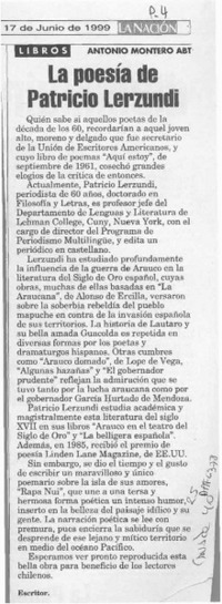 La poesía de Patricio Lerzundi  [artículo] Antonio Montero Abt.