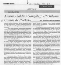 Antonio Saldías González, "Pichilemu, cantos de puetas"  [artículo] José Arraño Acevedo.