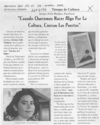 "Cuando queremos hacer algo por la cultura, cierran las puertas"  [artículo].