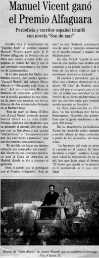 Manuel Vicent ganó el Premio Alfaguara