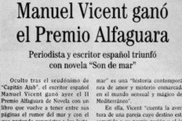 Manuel Vicent ganó el Premio Alfaguara