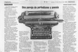 Una pareja de periodismo y poesía  [artículo] Enrique Ramírez Capello.