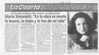 Gloria simonetti, "en la obra se revela lo bueno, la malo y lo feo de mi vida"  [artículo].
