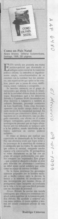 Como un país natal  [artículo] Rodrigo Cánovas.