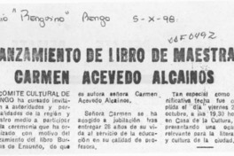 Lanzamiento de libro de maestra Carmen Acevedo Alcaínos  [artículo].