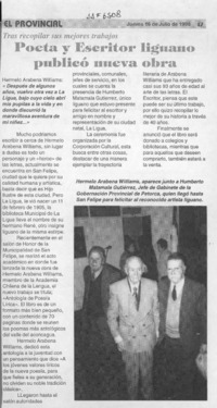 Poeta y escritor liguano publicó nueva obra  [artículo].