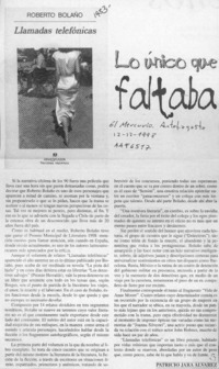 Lo único que faltaba  [artículo] Patricio Jara Alvarez.