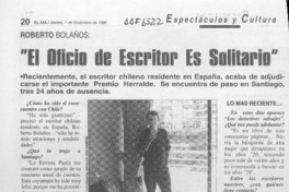 El oficio de escritor es solitario"
