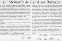 En memoria de Iris Ariel Barraza  [artículo] Roberto Flores Morales.