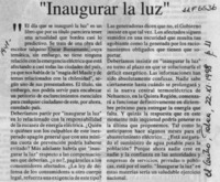 "Inaugurar la luz"  [artículo].