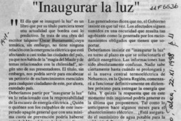 "Inaugurar la luz"  [artículo].