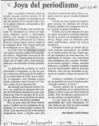 Joya del periodismo  [artículo] Mario Cortés Flores.