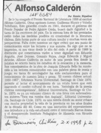 Alfonso Calderón  [artículo] Ramón Riquelme.