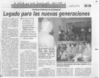 Legado para las nuevas generaciones  [artículo].